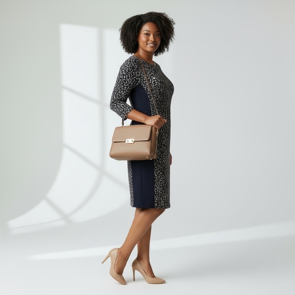 Lauren Ralph Lauren Dresses & Skirts - Lauren Ralph Lauren classic sheath dress in a navy & neutral abstract print S 4